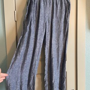 Tahari Linen Blue Pants